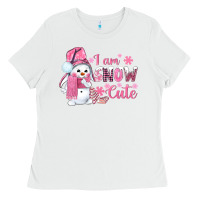 White i am snow cute pink bbs Ladies Tee - BundleAndBundleShop