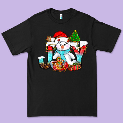 Joy Christmas With Snowman Bbs Premium Tee Designed By Bundleandbundleshop