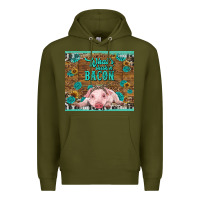 Army Green whats shakin bacon baby pig Premium Hoodie - RanaPortraitStore