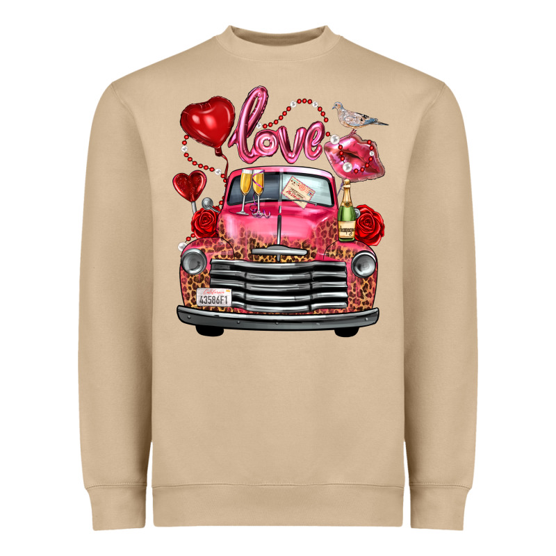 Western Valentines Day Truck Love Bird Letter Heavyweight Sweatshirt by FaDigitalArtStudio | Teevron