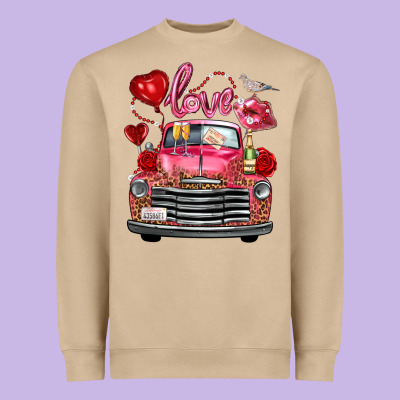 Western Valentines Day Truck Love Bird Letter Heavyweight Sweatshirt Designed By Fadigitalartstudio