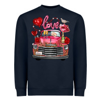 Navy Western Valentines Day Truck Love Bird Letter Heavyweight Sweatshirt - FaDigitalArtStudio