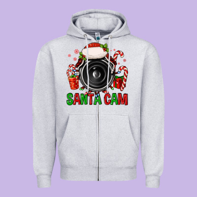 Santa Cam Zipper Hoodie Designed By Fadigitalartstudio