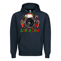 Navy santa cam Zipper Hoodie - FaDigitalArtStudio