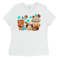 White dog coffee cups with  food container bbs Ladies Tee - BundleAndBundleShop