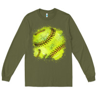 Army Green Softball background Long Sleeve Tee - HowdyJamesFarm