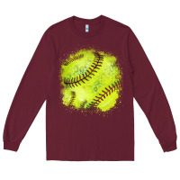 Burgundy Softball background Long Sleeve Tee - HowdyJamesFarm