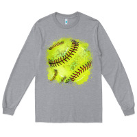 Heather Grey Softball background Long Sleeve Tee - HowdyJamesFarm