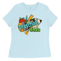 Baby Blue preschool dude Ladies Tee - RanaPortraitStore
