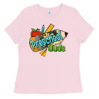 Bubblegum Pink preschool dude Ladies Tee - RanaPortraitStore