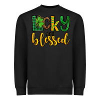 Black St. Patrick's Lucky and blessed Heavyweight Sweatshirt - OliviaCreatesArt