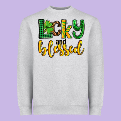 St. Patrick's Lucky And Blessed Heavyweight Sweatshirt Designed By Oliviacreatesart