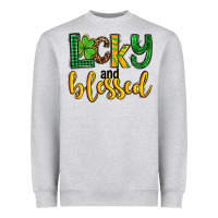 Heather Grey St. Patrick's Lucky and blessed Heavyweight Sweatshirt - OliviaCreatesArt