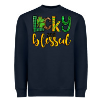 Navy St. Patrick's Lucky and blessed Heavyweight Sweatshirt - OliviaCreatesArt