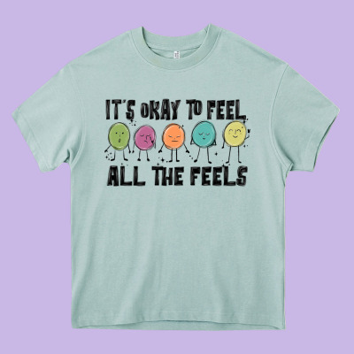 ıt's Okay To Feel All The Feels Heavy Core Tee Designed By Maliassmallbusiness