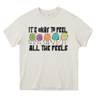 Cream ıt's okay to feel all the feels Heavy Core Tee - MaliasSmallBusiness