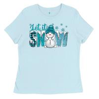 Baby Blue let it snow with cute snowman bbs Ladies Tee - BundleAndBundleShop