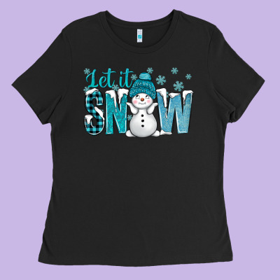 Let It Snow With Cute Snowman Bbs Ladies Tee Designed By Bundleandbundleshop