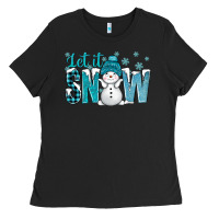 Black let it snow with cute snowman bbs Ladies Tee - BundleAndBundleShop