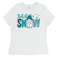 White let it snow with cute snowman bbs Ladies Tee - BundleAndBundleShop