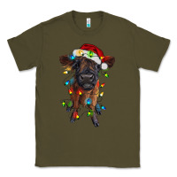 Army Green highland cow calf with christmas lights Classic Tee - RanaPortraitStore