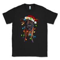 Black highland cow calf with christmas lights Classic Tee - RanaPortraitStore