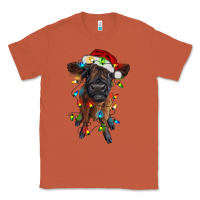 Copper highland cow calf with christmas lights Classic Tee - RanaPortraitStore