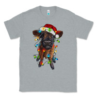 Heather Grey highland cow calf with christmas lights Classic Tee - RanaPortraitStore