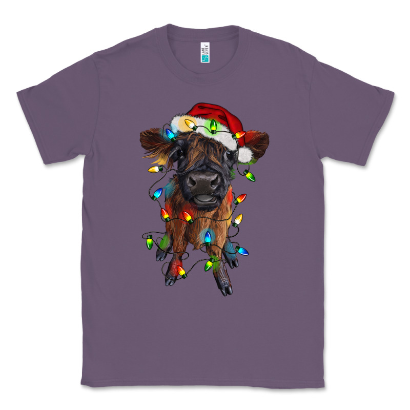 Highland Cow Calf With Christmas Lights Classic Tee by RanaPortraitStore | Teevron