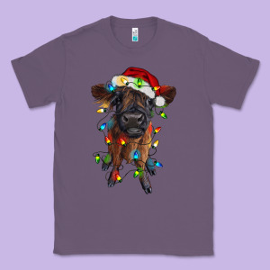 Highland Cow Calf With Christmas Lights Classic Tee Designed By Ranaportraitstore