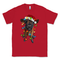 Red highland cow calf with christmas lights Classic Tee - RanaPortraitStore