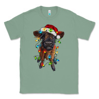 Sage highland cow calf with christmas lights Classic Tee - RanaPortraitStore