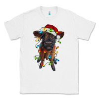 White highland cow calf with christmas lights Classic Tee - RanaPortraitStore