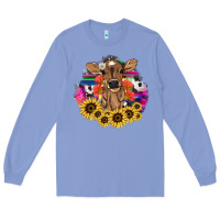 Colony Blue Baby Cow flower Long Sleeve Tee - HowdyJamesFarm