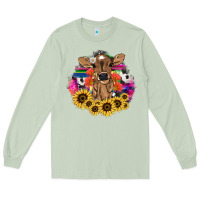 Matcha Baby Cow flower Long Sleeve Tee - HowdyJamesFarm