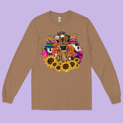 Baby Cow Flower Long Sleeve Tee Designed By Howdyjamesfarm