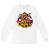 White Baby Cow flower Long Sleeve Tee - HowdyJamesFarm