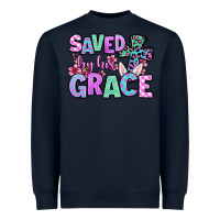 Navy Easter Day Saved by his grace Heavyweight Sweatshirt - OliviaCreatesArt