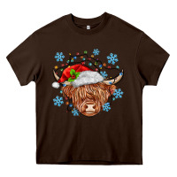 Chocolate Brown christmas cow Heavy Core Tee - MaliasSmallBusiness