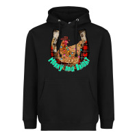 Black horseshoe chicken Heavyweight Hoodie - CowhideDigitalArt