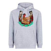 Heather Grey horseshoe chicken Heavyweight Hoodie - CowhideDigitalArt