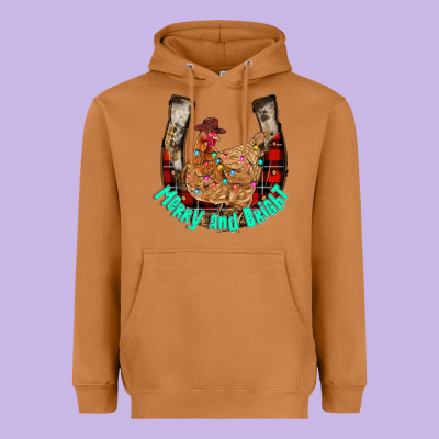Horseshoe Chicken Heavyweight Hoodie Designed By Cowhidedigitalart