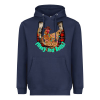 Navy horseshoe chicken Heavyweight Hoodie - CowhideDigitalArt