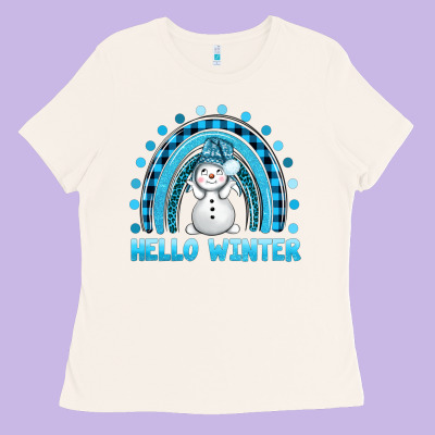 Hello Winter Rainbow With Snowman Bbs Ladies Tee Designed By Bundleandbundleshop
