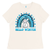 Bone hello winter rainbow with snowman bbs Ladies Tee - BundleAndBundleShop