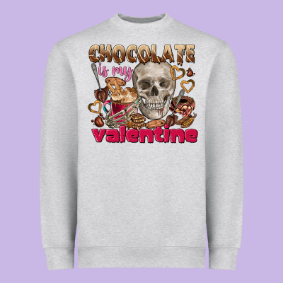 Skull Chocolate Is My Valentine Heavyweight Sweatshirt Designed By Fadigitalartstudio