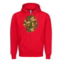 Red camouflage and leopard patch  4 Zipper Hoodie - BundleAndBundleShop