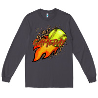 Smoke Softball game day leopard fire and ball Long Sleeve Tee - HowdyJamesFarm