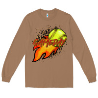 Toasted Coconut Softball game day leopard fire and ball Long Sleeve Tee - HowdyJamesFarm