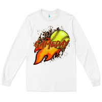 White Softball game day leopard fire and ball Long Sleeve Tee - HowdyJamesFarm